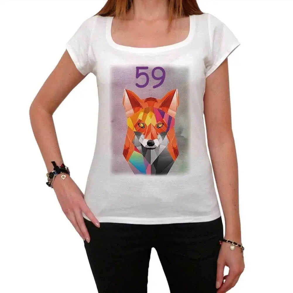 Women's Graphic T-Shirt Geometric Fox 59 59th Birthday Anniversary 59 Year Old Gift 1965 Vintage Eco-Friendly Ladies Short Sleeve Novelty Tee