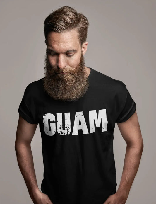 guam Men's T-Shirt Short Sleeve Round Neck Black t shirt for men