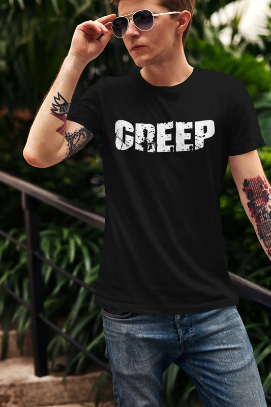 creep Men's Short Sleeve Round Neck T-shirt , 5 letters Black , word 00006