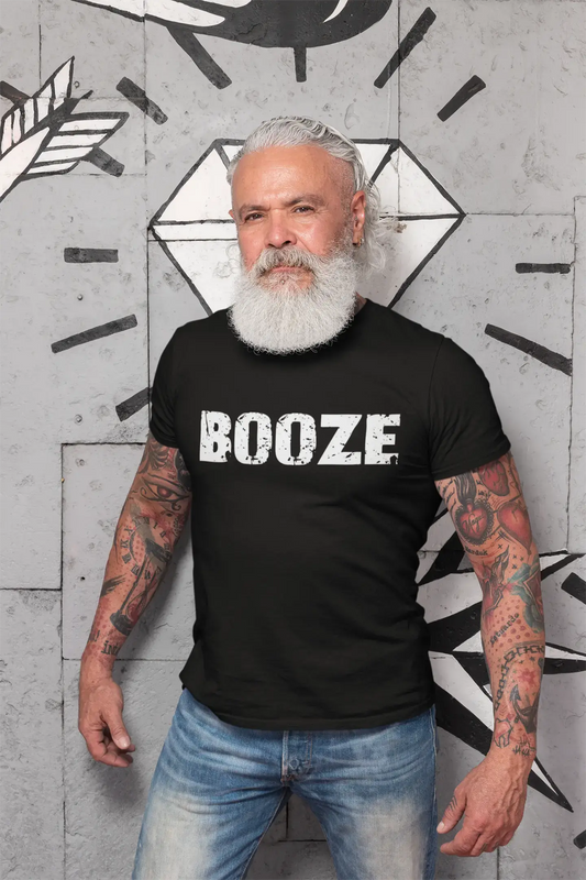 booze Men's Short Sleeve Round Neck T-shirt , 5 letters Black , word 00006