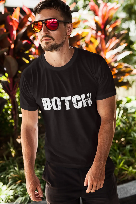 botch Men's Short Sleeve Round Neck T-shirt , 5 letters Black , word 00006