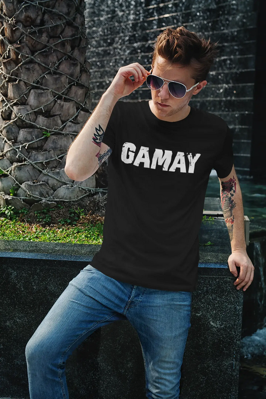 gamay Men's Short Sleeve Round Neck T-shirt , 5 letters Black , word 00006