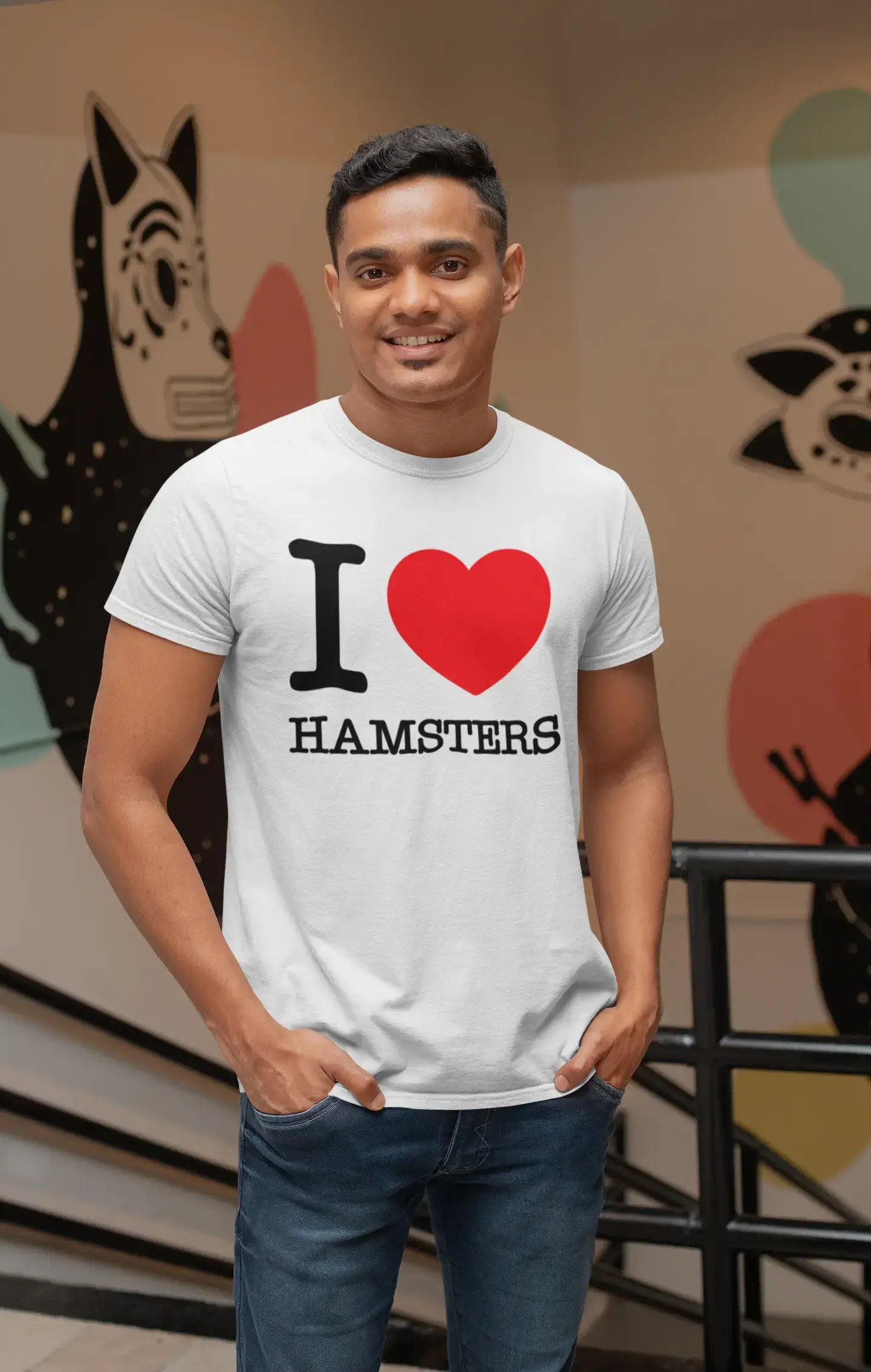 Homme Tee Vintage T Shirt Hamsters I Love Animals