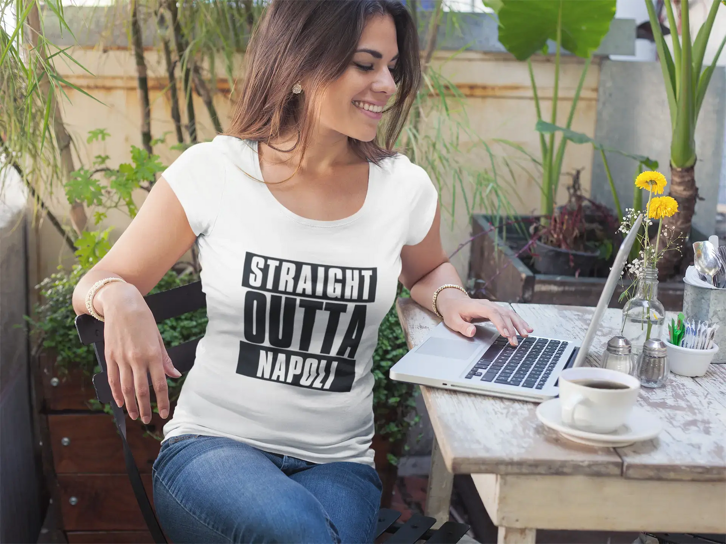 Straight Outta Napoli Women'S Short Sleeve Round Neck T-Shirt, 100% Cotton, Available In SizeS XS, S, M, L, Xl. 00026