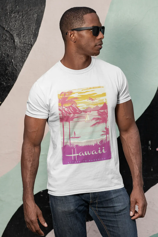 Hawaii, Escape to paradise, White, Men's Short Sleeve Round Neck T-shirt 00281