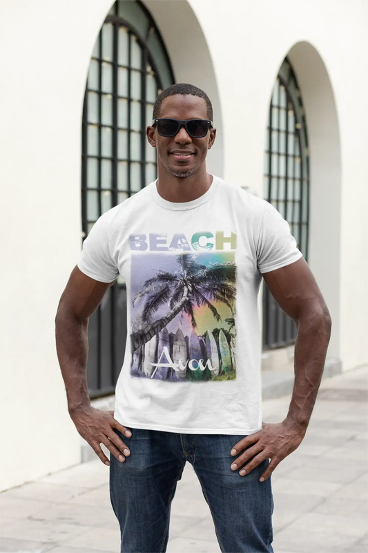 Avon, Beach Palm, white, Men's Short Sleeve Round Neck T-shirt