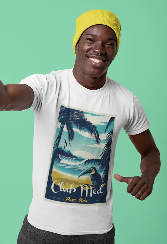 Club Med, Pura Vida, Beach Name, White, Men's Short Sleeve Round Neck T-shirt 00292