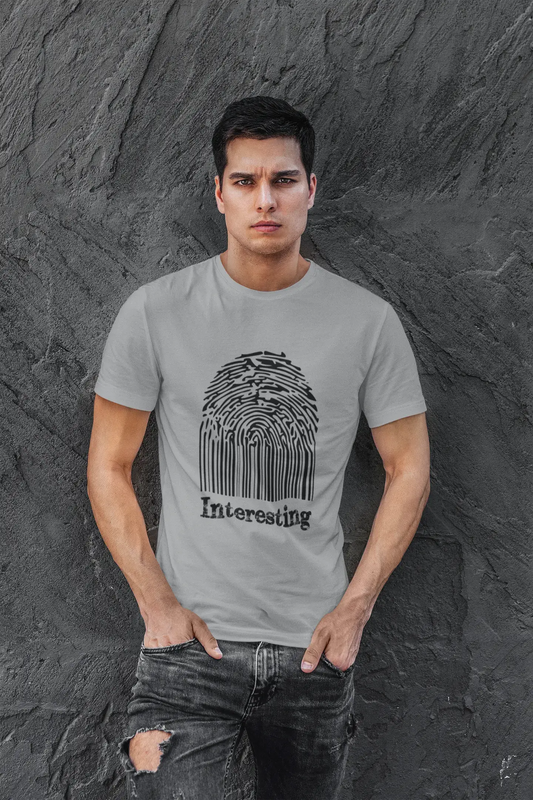 Interesting Fingerprint, Grey, Men's Short Sleeve Round Neck T-shirt, gift t-shirt 00309