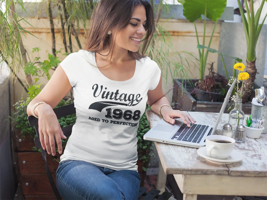 Vintage Aged To Perfection 1968, White, Women's Short Sleeve Round Neck T-shirt, gift t-shirt 00344