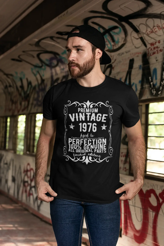 Premium Vintage Year 1976, Black, Men's Short Sleeve Round Neck T-shirt, gift t-shirt 00347