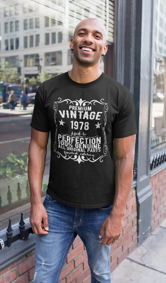 Premium Vintage Year 1978, Black, Men's Short Sleeve Round Neck T-shirt, gift t-shirt 00347
