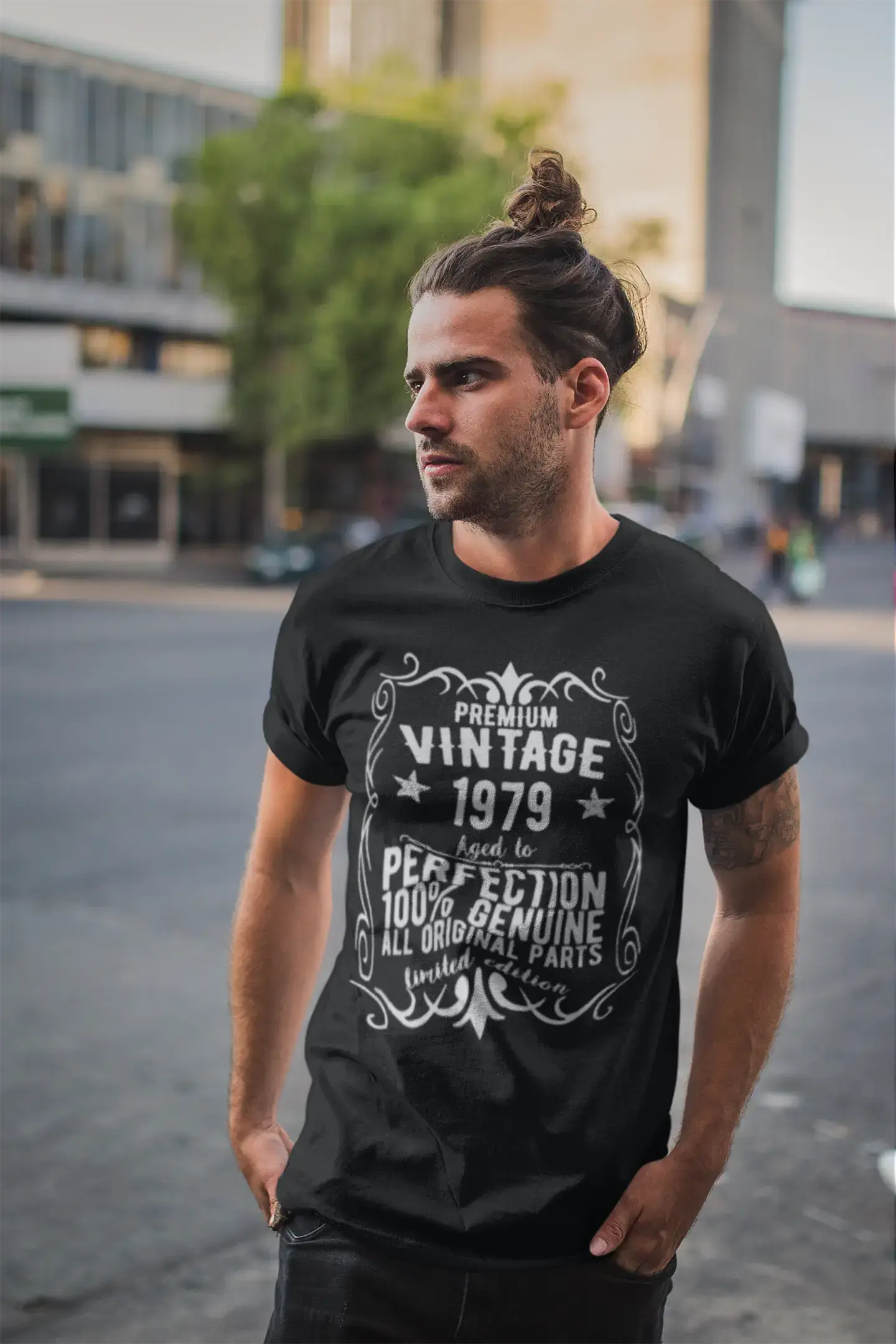 Premium Vintage Year 1979, Black, Men's Short Sleeve Round Neck T-shirt, gift t-shirt 00347