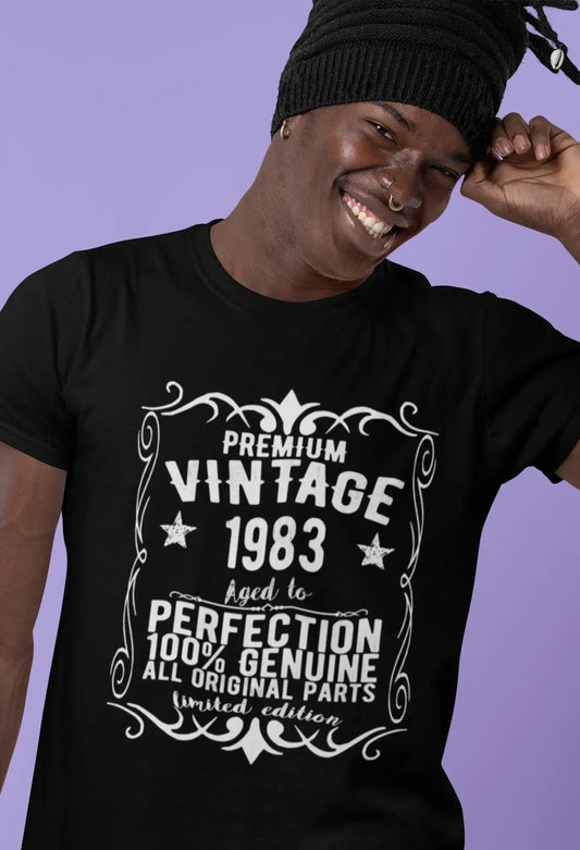 Premium Vintage Year 1983, Black, Men's Short Sleeve Round Neck T-shirt, gift t-shirt 00347