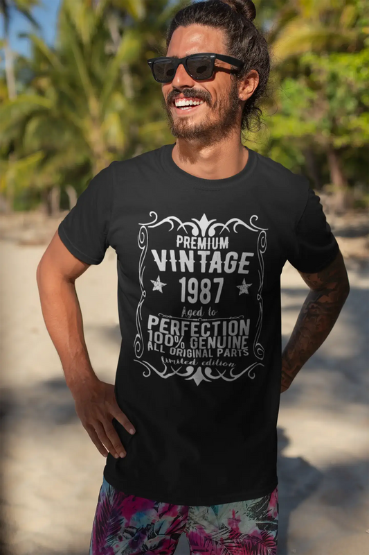Premium Vintage Year 1987, Black, Men's Short Sleeve Round Neck T-shirt, gift t-shirt 00347