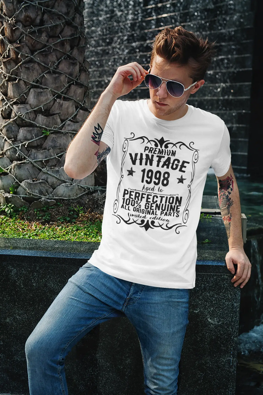 Premium Vintage Year 1998, White, Men's Short Sleeve Round Neck T-shirt, gift t-shirt 00349