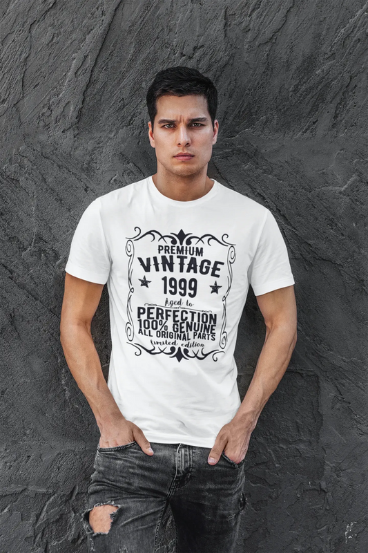 Premium Vintage Year 1999, White, Men's Short Sleeve Round Neck T-shirt, gift t-shirt 00349