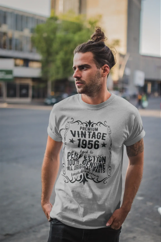 Premium Vintage Year 1956, Grey, Men's Short Sleeve Round Neck T-shirt, gift t-shirt 00366