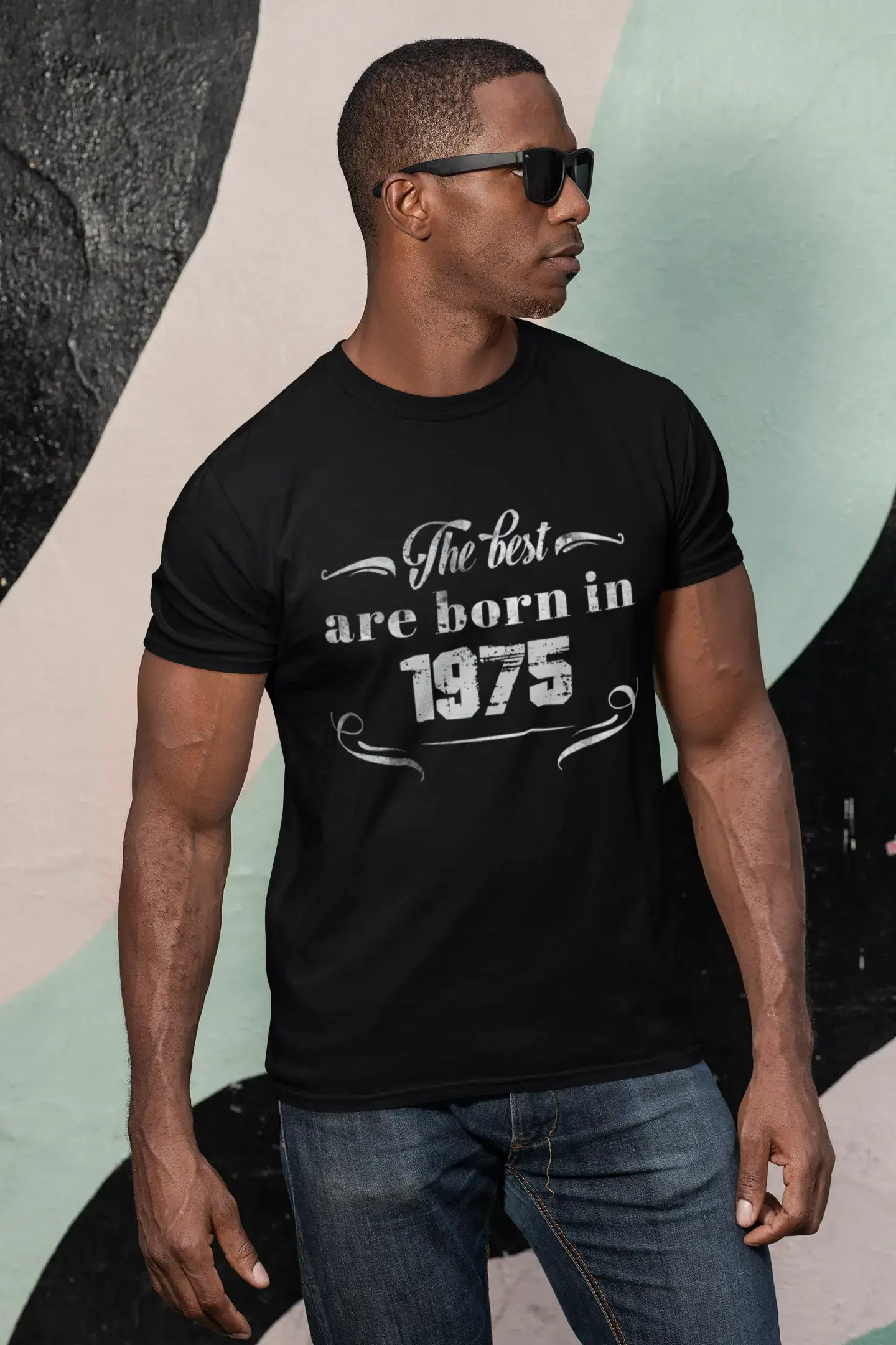 The Best are Born in 1975 Men's T-shirt Black Birthday Gift 00397