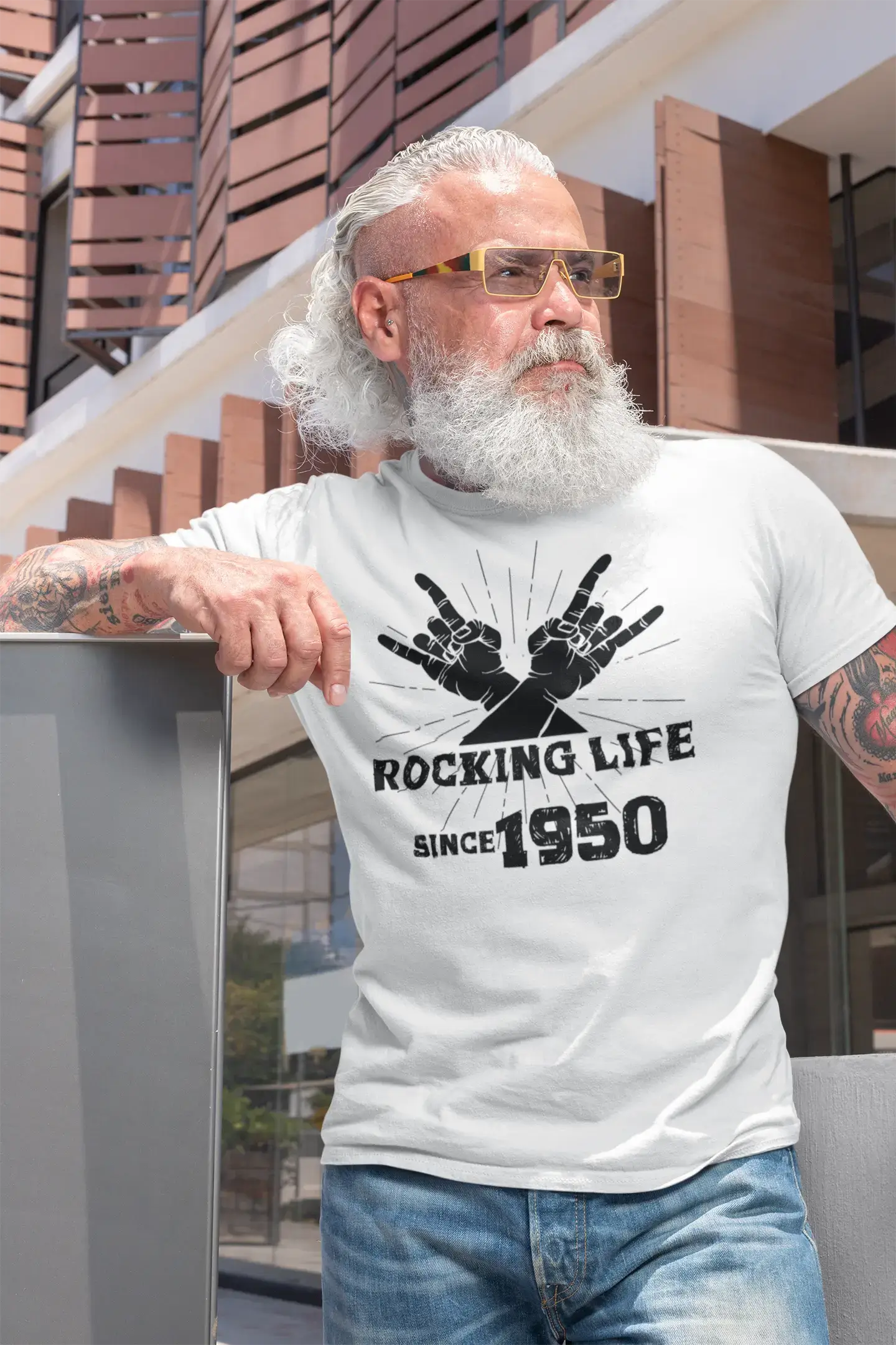 Rocking Life Since 1950 Men's T-shirt White Birthday Gift 00400