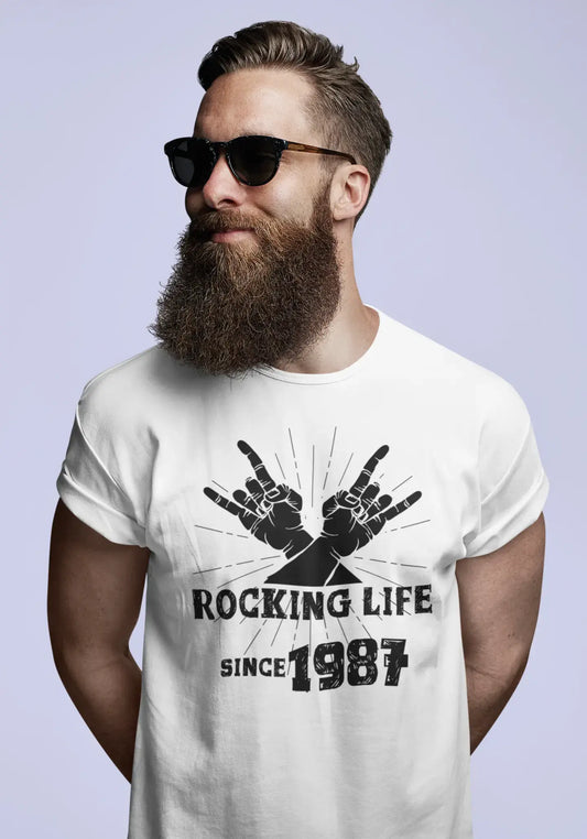 Rocking Life Since 1987 Men's T-shirt White Birthday Gift 00400