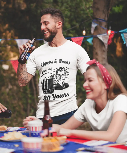 Cheers and Beers For My 30 Years Men's T-shirt White 30th Birthday Gift 00414