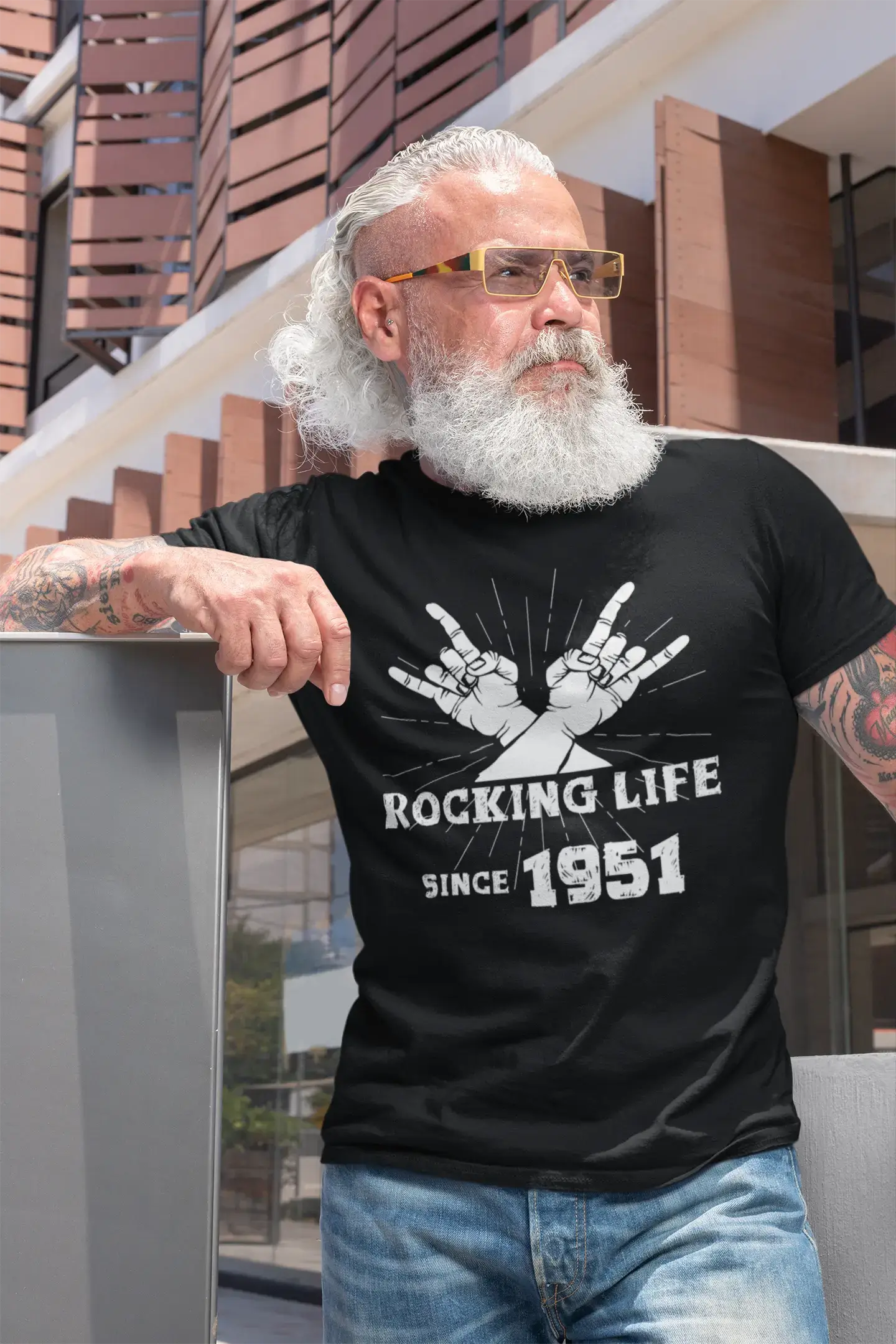 Rocking Life Since 1951 Men's T-shirt Black Birthday Gift 00419