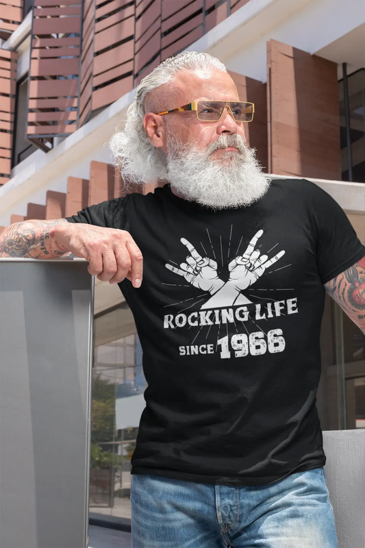 Rocking Life Since 1966 Men's T-shirt Black Birthday Gift 00419