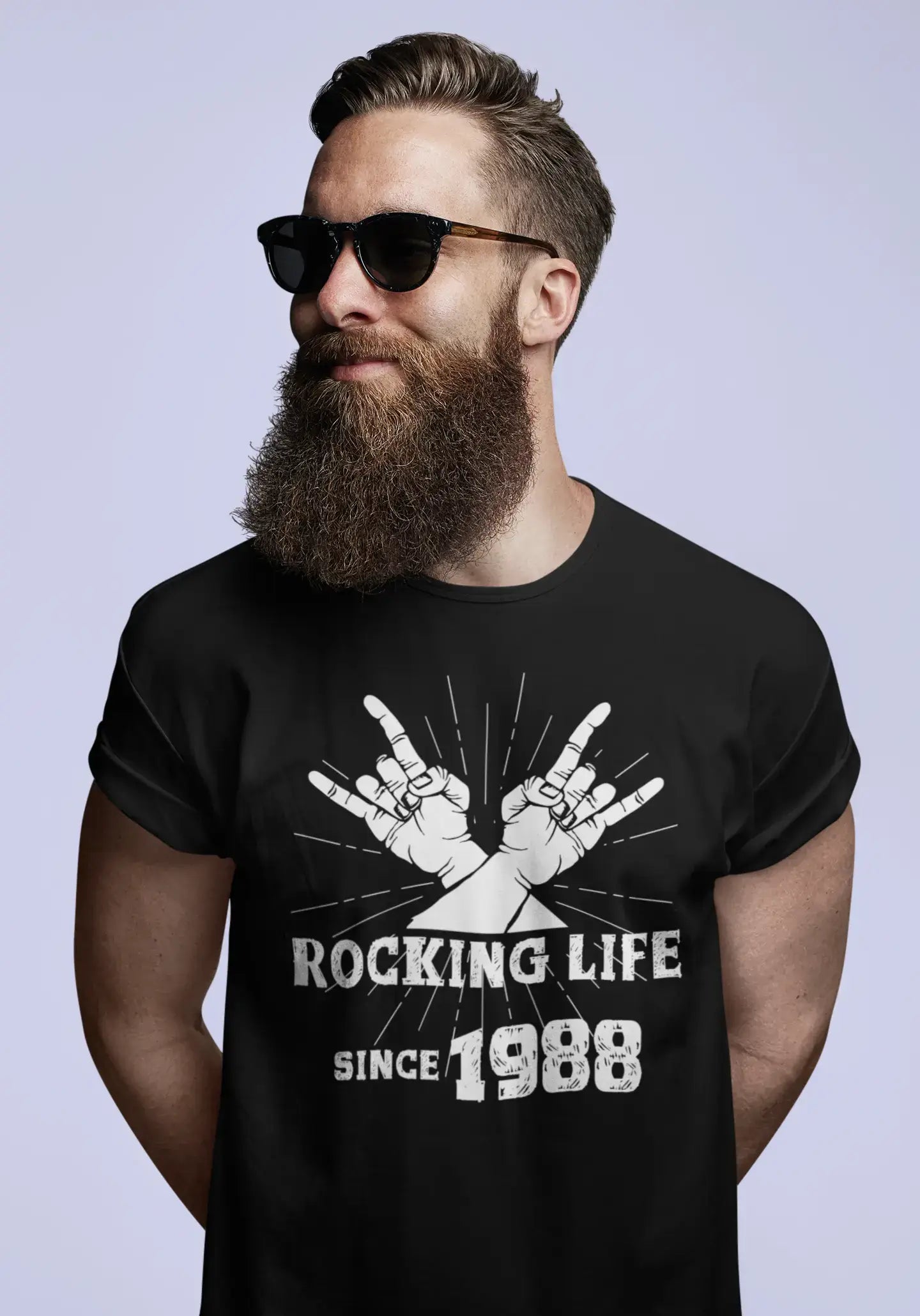 Rocking Life Since 1988 Men's T-shirt Black Birthday Gift 00419