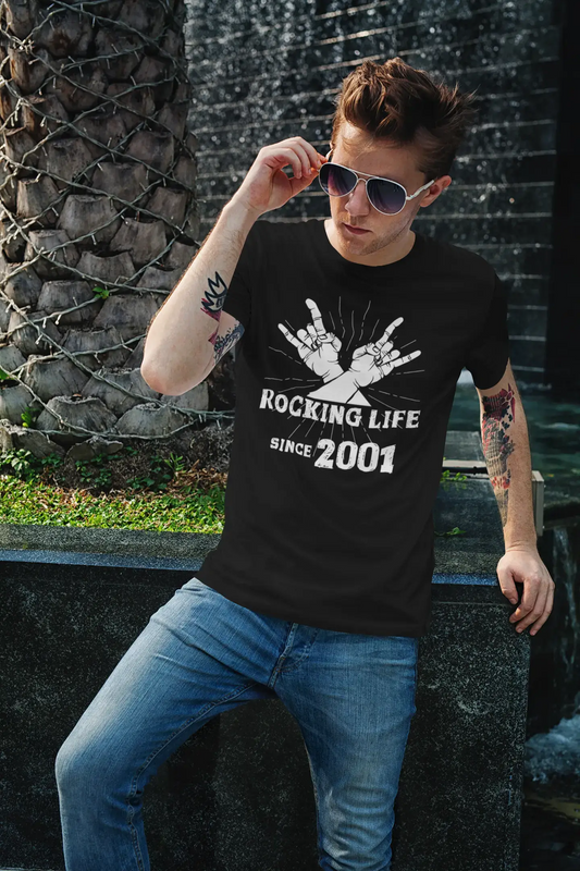Rocking Life Since 2001 Men's T-shirt Black Birthday Gift 00419