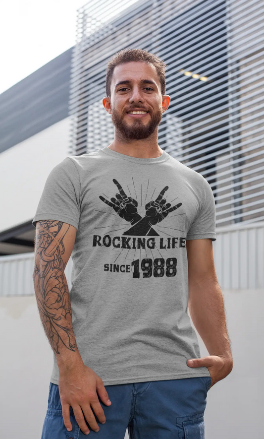 Rocking Life Since 1988 Men's T-shirt Grey Birthday Gift 00420