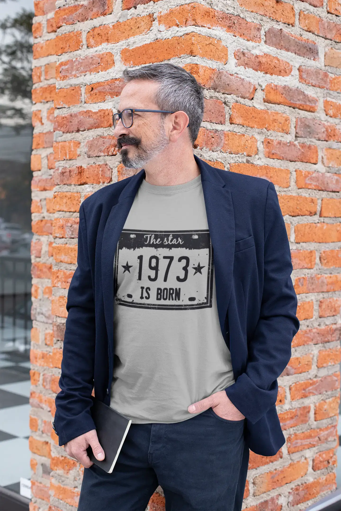 The Star 1973 is Born Men's T-shirt Grey Birthday Gift 00454