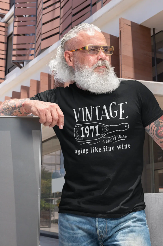 1971 Aging Like a Fine Wine Men's T-shirt Black Birthday Gift 00458