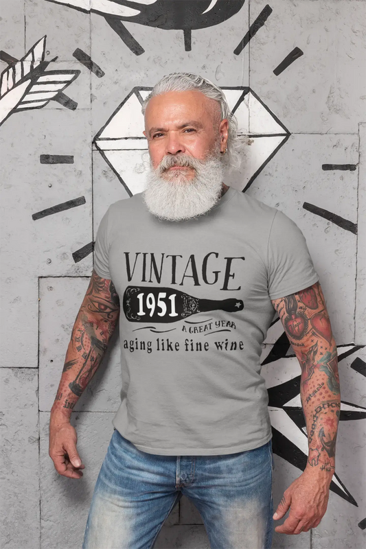 1951 Aging Like a Fine Wine Men's T-shirt Grey Birthday Gift 00459