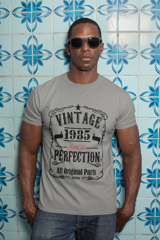 1985 Vintage Aged to Perfection Men's T-shirt Grey Birthday Gift 00489