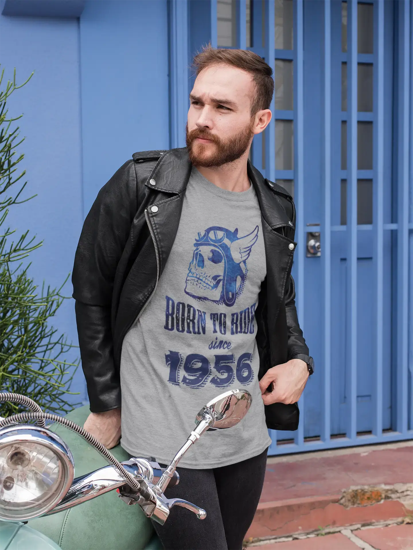 1956, Born to Ride Since 1956 Men's T-shirt Grey Birthday Gift 00495