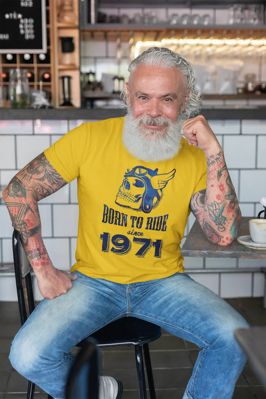 1971, Born to Ride Since 1971 Men's T-shirt Lemon Birthday Gift 00496