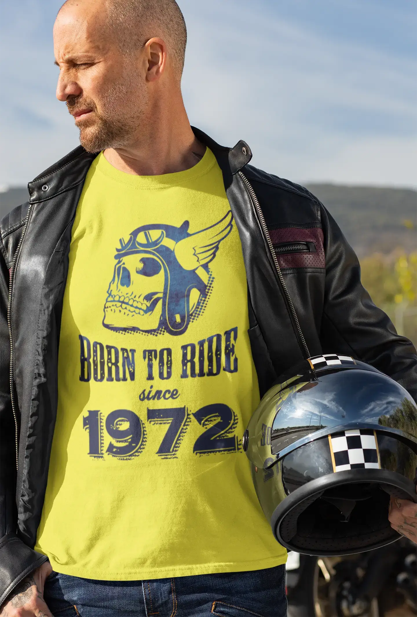 1972, Born to Ride Since 1972 Men's T-shirt Lemon Birthday Gift 00496