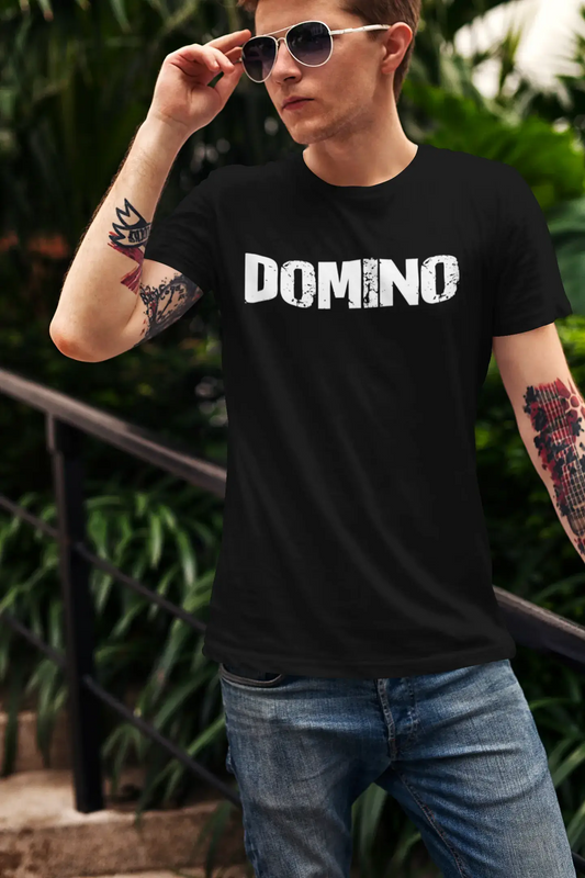 domino Men's Vintage T shirt Black Birthday Gift 00554
