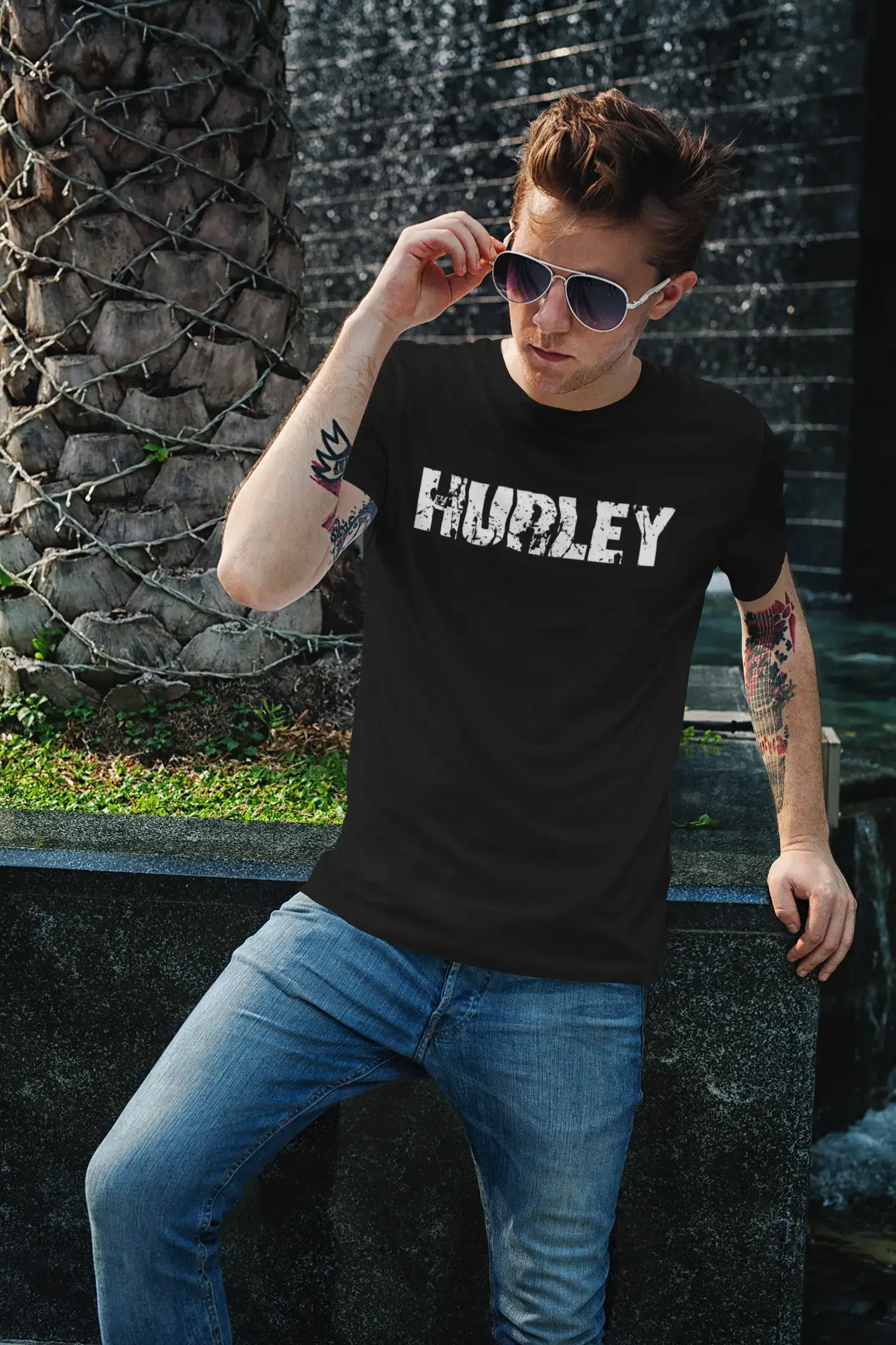 hurley Men's Vintage T shirt Black Birthday Gift 00554