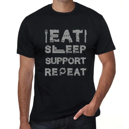 Men's Graphic T-Shirt Eat Sleep Support Repeat Eco-Friendly Limited Edition Short Sleeve Tee-Shirt Vintage Birthday Gift Novelty