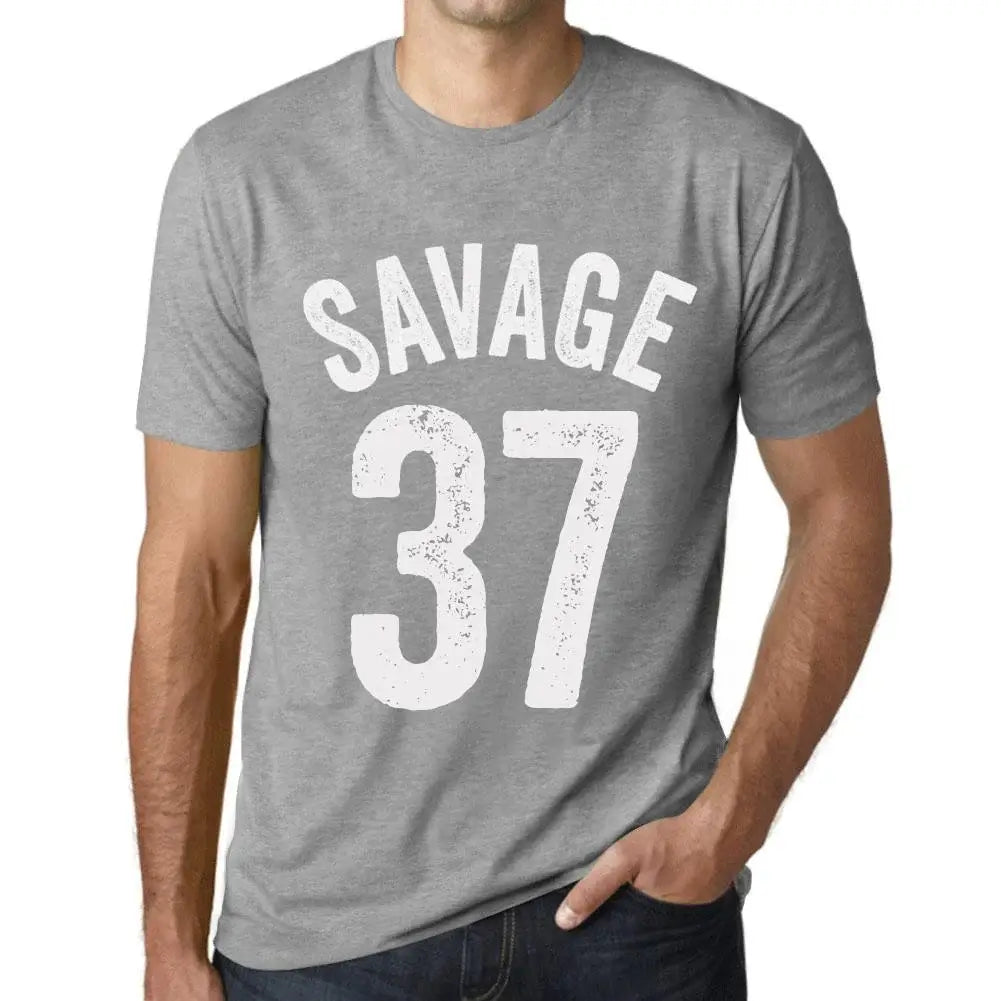 Men's Graphic T-Shirt Savage 37 37th Birthday Anniversary 37 Year Old Gift 1987 Vintage Eco-Friendly Short Sleeve Novelty Tee