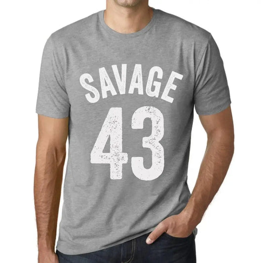 Men's Graphic T-Shirt Savage 43 43rd Birthday Anniversary 43 Year Old Gift 1981 Vintage Eco-Friendly Short Sleeve Novelty Tee