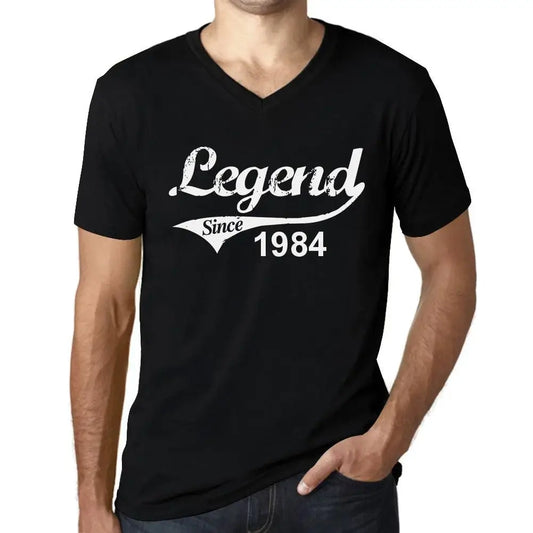 Men's Graphic T-Shirt V Neck Legend Since 1984 40th Birthday Anniversary 40 Year Old Gift 1984 Vintage Eco-Friendly Short Sleeve Novelty Tee