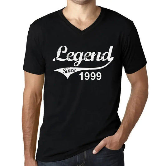 Men's Graphic T-Shirt V Neck Legend Since 1999 25th Birthday Anniversary 25 Year Old Gift 1999 Vintage Eco-Friendly Short Sleeve Novelty Tee