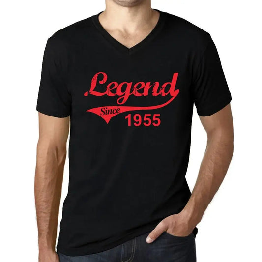 Men's Graphic T-Shirt V Neck Legend Since 1955 69th Birthday Anniversary 69 Year Old Gift 1955 Vintage Eco-Friendly Short Sleeve Novelty Tee