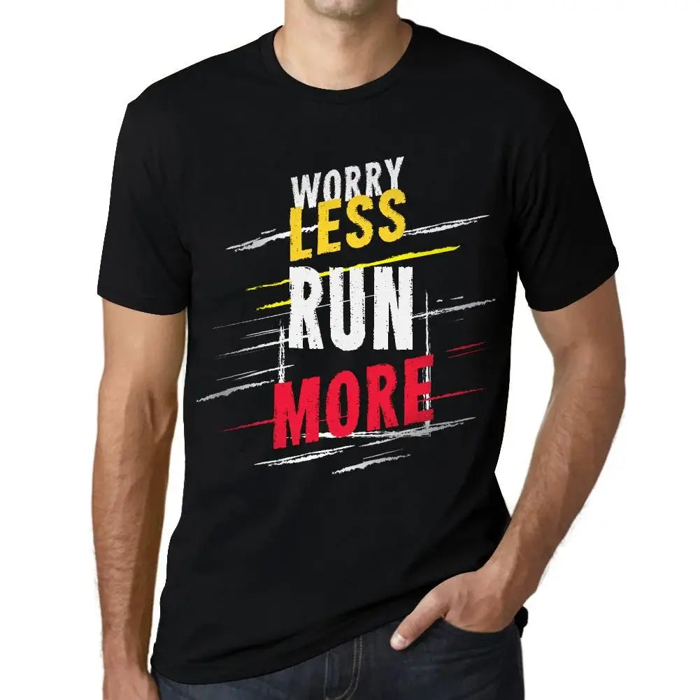 Men's Graphic T-Shirt Worry Less Run More Eco-Friendly Limited Edition Short Sleeve Tee-Shirt Vintage Birthday Gift Novelty