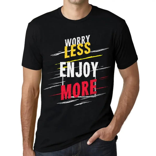 Men's Graphic T-Shirt Worry Less Enjoy More Eco-Friendly Limited Edition Short Sleeve Tee-Shirt Vintage Birthday Gift Novelty