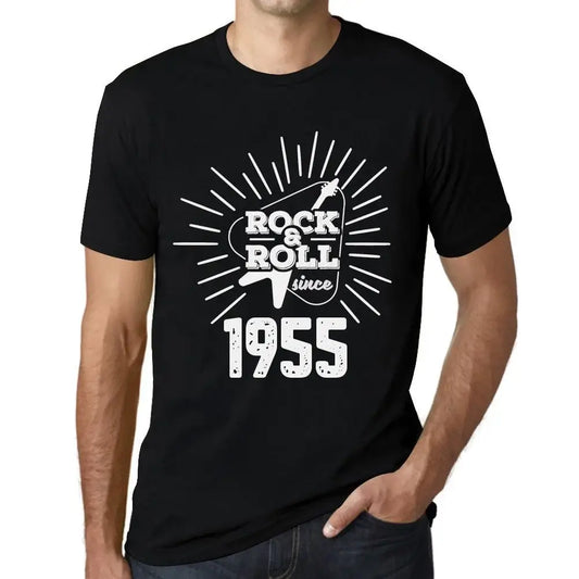 Men's Graphic T-Shirt Guitar and Rock & Roll Since 1955 69th Birthday Anniversary 69 Year Old Gift 1955 Vintage Eco-Friendly Short Sleeve Novelty Tee