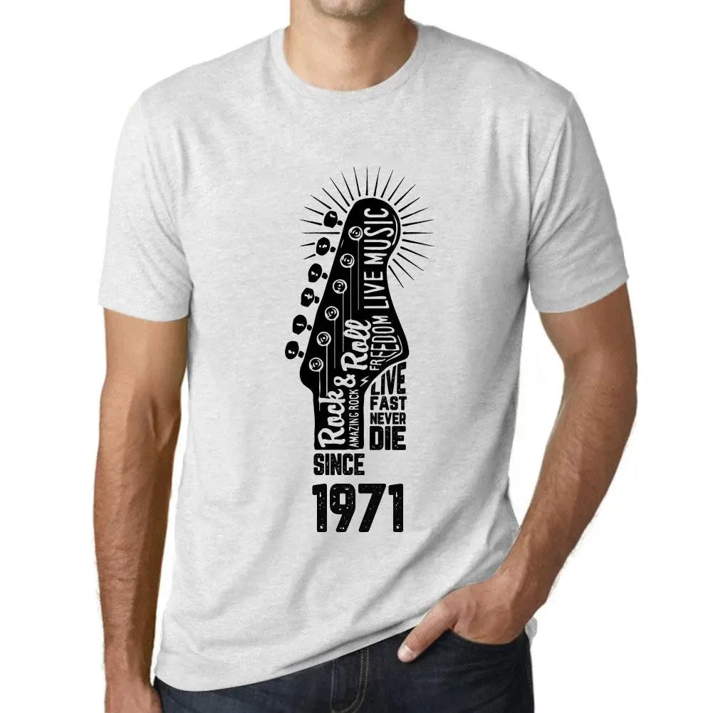 Men's Graphic T-Shirt Live Fast, Never Die Guitar and Rock & Roll Since 1971 53rd Birthday Anniversary 53 Year Old Gift 1971 Vintage Eco-Friendly Short Sleeve Novelty Tee