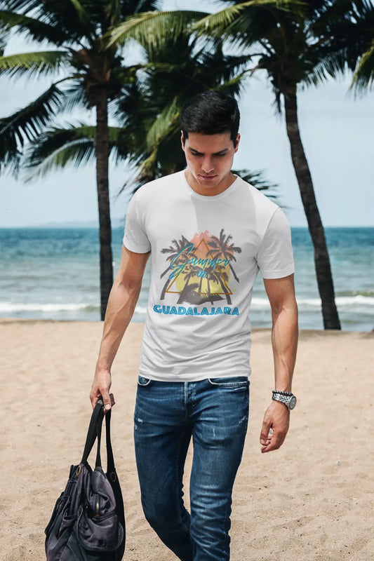 Men's Graphic T-Shirt Summer Triangle Guadalajara White Round Neck